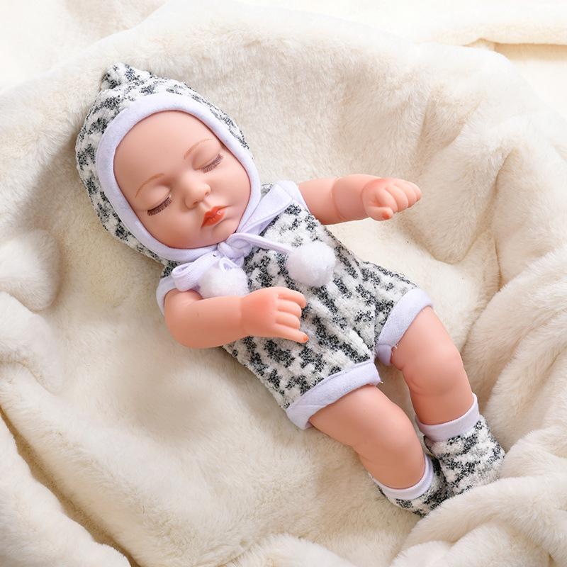 Mini 11-inch Reborn Doll with Closed Eyes, Simulation Baby Doll for Little Girls, Early Education Sleeping Doll