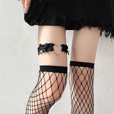 Schwarz Sexy Niedlich Herz Beinring Spitze Pfirsichherz Beinring Elastisch Verstellbar Jk Oberschenkel Punk Kragen Zubehör