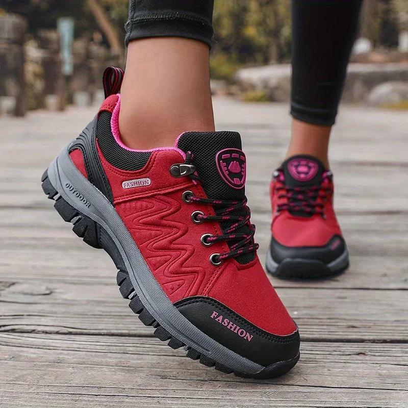 Retro Women's Hiking Shoes Summer Fashion Version Anti Slip Thick Soled Shoes Outdoor Fitness Training Lace Up Casual Sneakers