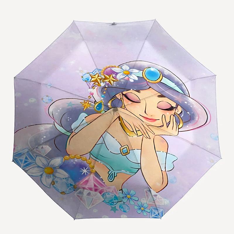 Princess Jasmine, Fantasy Themed Automatic Opening and Closing Umbrella, Brightly Colored 8-rib Portable Umbrella, Suitable for Men and Wome