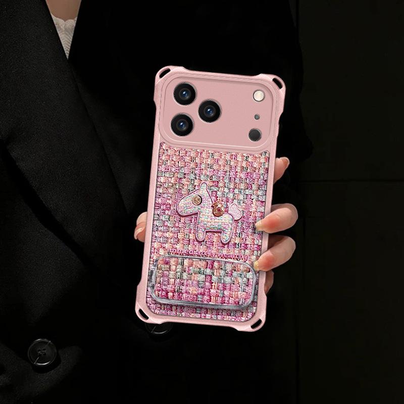Pony is suitable for Apple 17pro mobile phone case 16 bracket 15/14pro cute 13 anti-drop 12 all-inclusive new women
