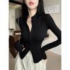 Women's Slim Fit Stand-Up Collar Double Zipper Cardigan Jacket with High Collar and Long Sleeves - Sweet, Cool, Spicy Style