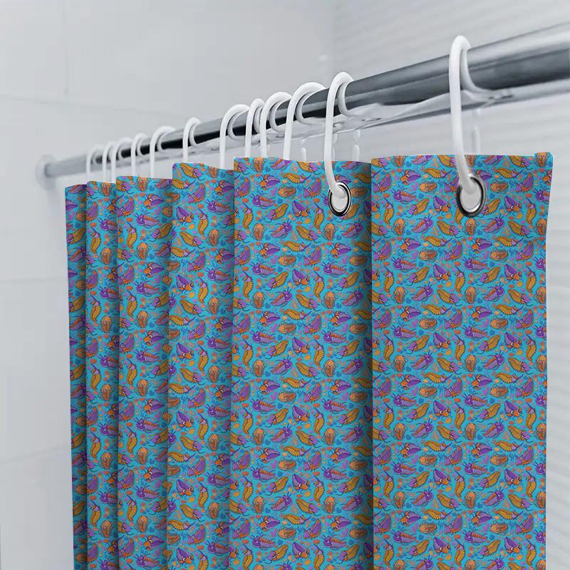 Vibrant Floral Shower Curtain Decor Blue Purple Pattern Fabric Waterproof Bath Rug Cover Set For Home Decoration (Size: 72 X 84