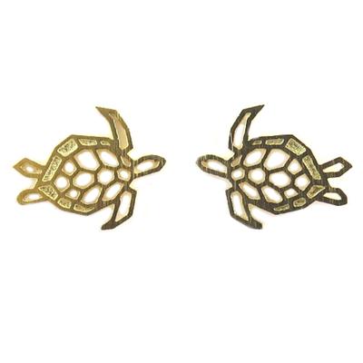 [Q6094] - Gold 'Tortoise' Handcrafted Earrings - 13x10 Mm