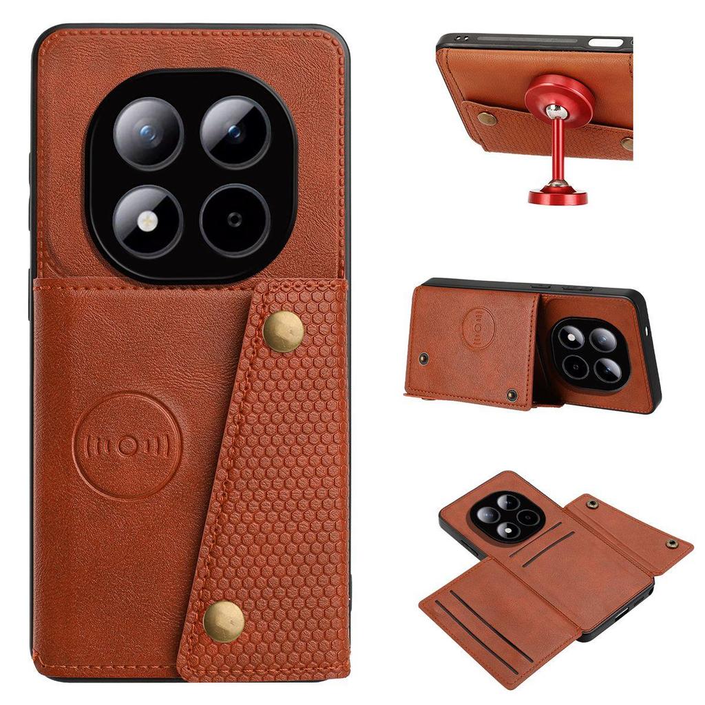 PU Leather Wallet Phone Case for Xiaomi Redmi Note 15 Pro+,15 Pro 5G,POCO M8 Pro 5G Card Slots Dual Metal Button Shockproof Full‑Body Cover