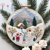 Christmas Embroidery Kit Winter Landscape Embroidery Starter Kit Santa Claus Embroidery Craft Set with Pattern Threads Needles for Beginners Adults