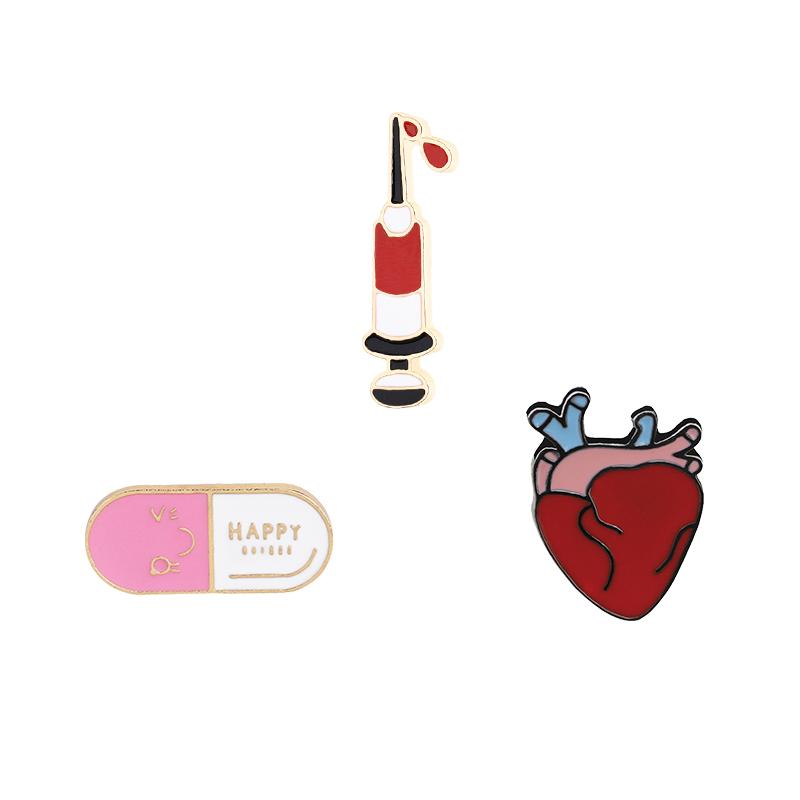 2-4pcs/set Creative Medical Pins Needle Stethoscope Heart Organ Brooch for Nurse Doctor Bag Lapel Badges Jewelry Gifts Wholesale