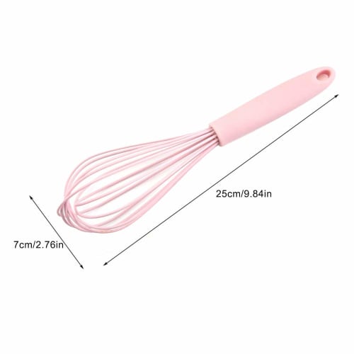 readygohigh Manual Silicone Whisk, Mini Whipper, Mixer for Baking, Durable, Non-Slip, Heat-Resistant, Kitchen Cooking Tool, Stylish, 25*7cm (Green)