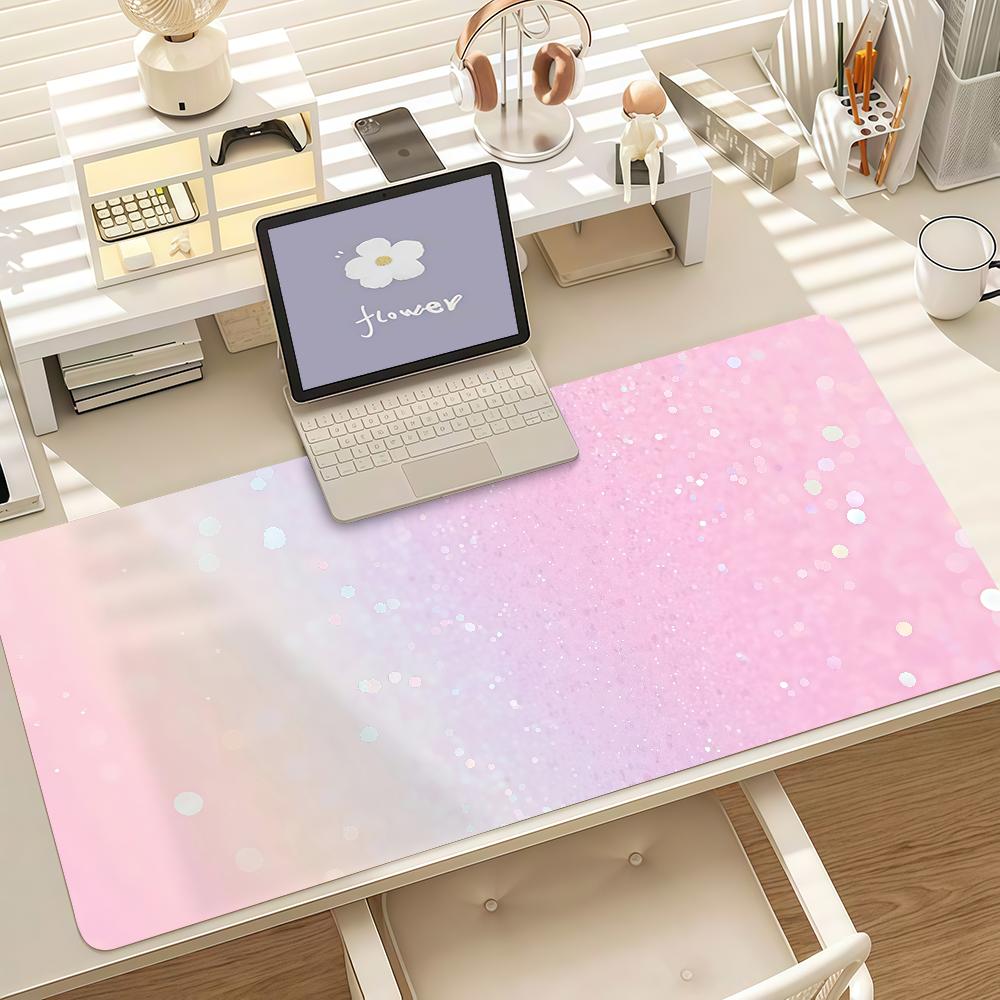 Regenbogen-Farbverlauf Glitzer-Textur Traumhaftes Mauspade Anti-Rutsch-Gummikante Verriegelt Verdickt Laptop Gaming Schreibtischmatte 30x60cm