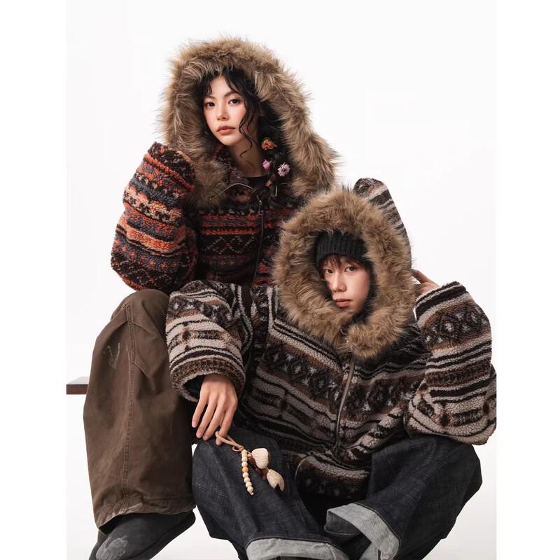 BWKA Unisex Heavyweight Fair Isle Hooded Padded Jacket XL