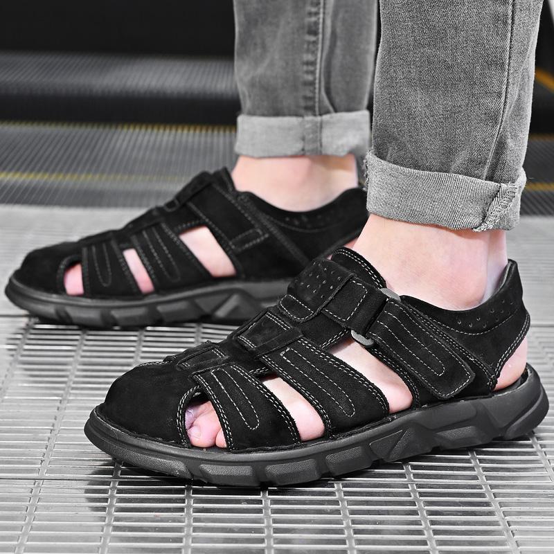 Classic Men Sandals Summer Genuine Leather Sandals For Men Outdoor Casual Luxury Sandal Retro Men Gladiator Shoes Big Size 38 -48