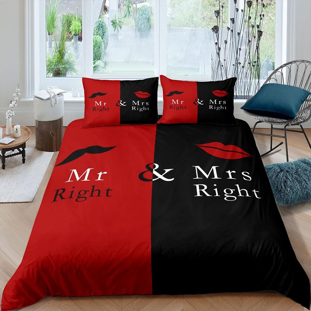 Cat Side And My Side Duvet Cover Set Queen Size Black White Cat Bedding Set Modern Romantic Theme Comforter Cover Set For Couple