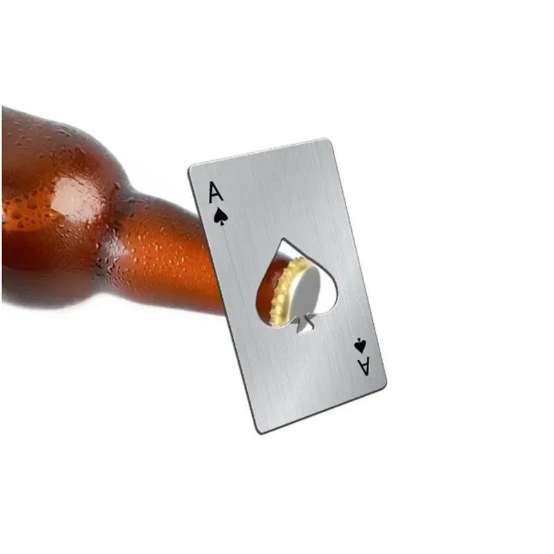 Portable Spades Bottle Opener Poker Shaped Wine Beer Black Peach A Playing Cards A Bottle Opener Hot Stainless Steel Home Tools