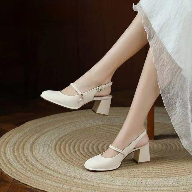 Baotou Sandals Female Summer 2025 New Thick Heel Fairy Wind Gentle Mary Jane High Heel Single Shoes Bridesmaid Shoes