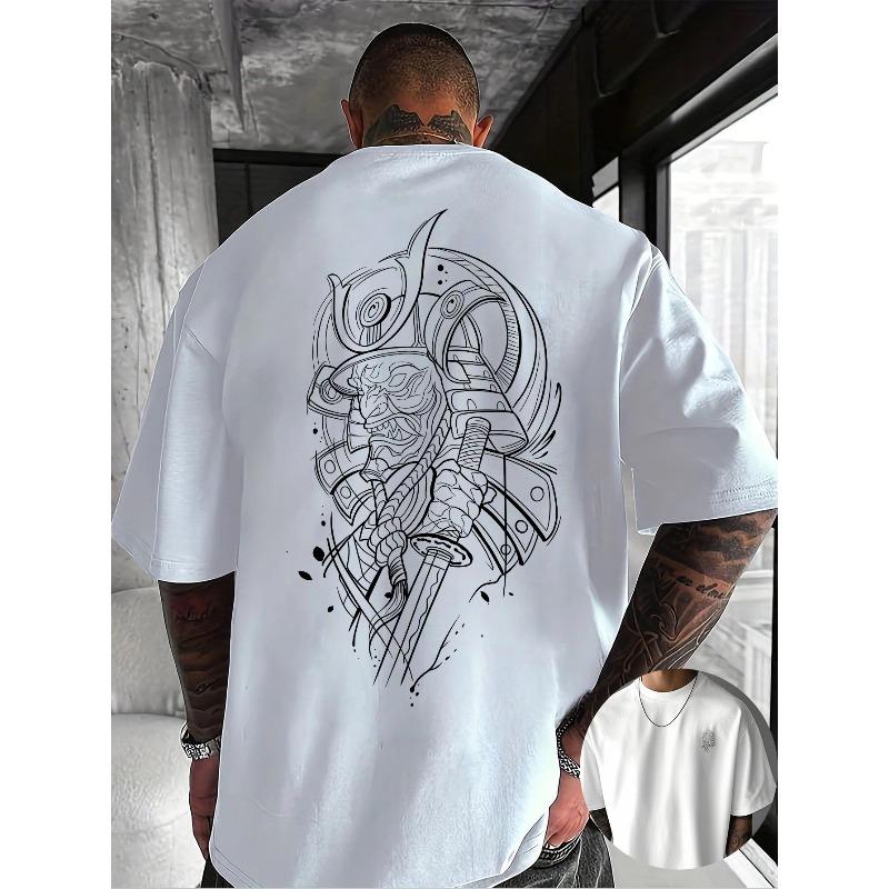 European Size Creative Front And Back Printed Round Neck T-Shirt, Trendy And Fashionable Short Sleeves for Summer, Casual Everyday Style Top