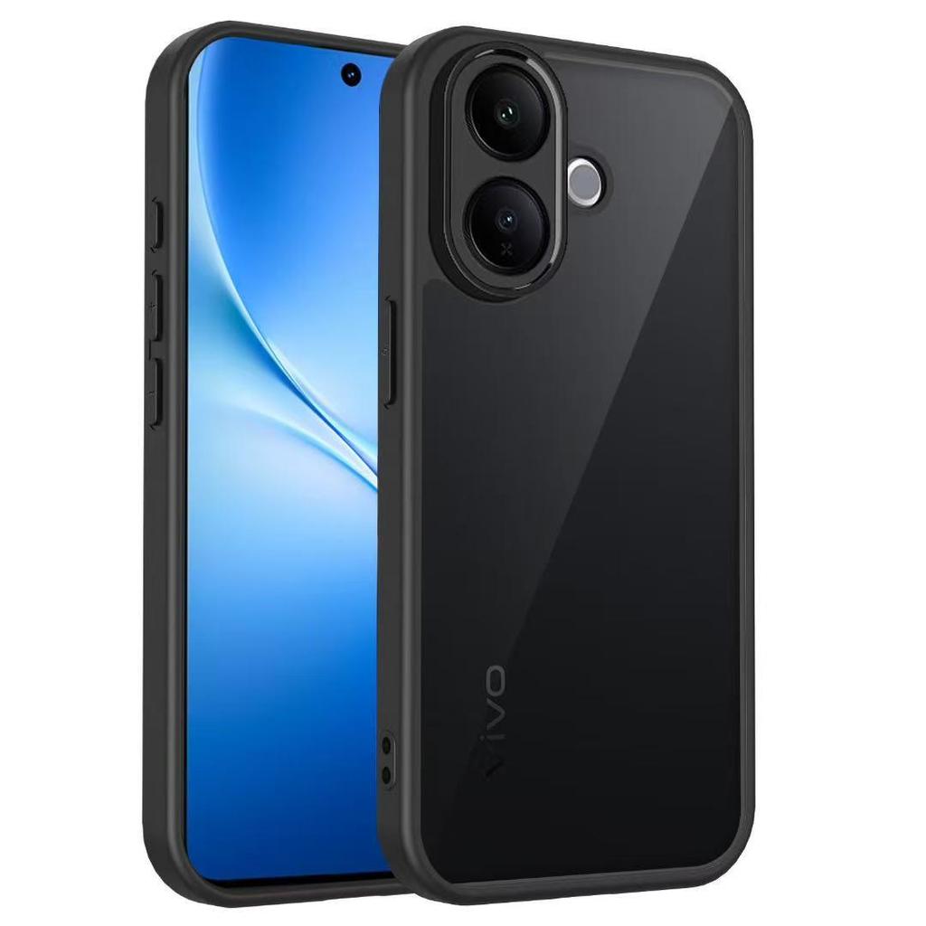 Compatible with VIVO V60lite and OPPO A6 PRO, Frosted Transparent Black Anti-Fall Case
