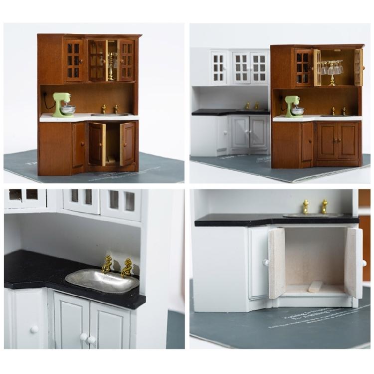 Realistic Miniature Kitchen Cabinet 1/12 Dollhouses Wood Furniture for Craft Model Project Decoration Room Scene Display