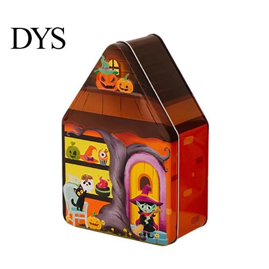 Decorative Metal Containers for Candies Halloween Tin Candy Box, Haunted House Pumpkin Bat Print Storage Jar Party Favor Boxes Favors, Small