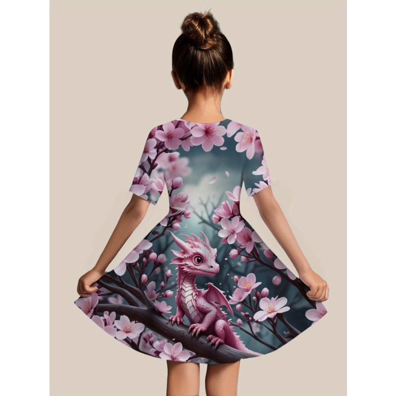 Girls' Dress, Suitable for Parties and Casual Attire, Sweet Princess Dress, Lightweight Spring and Summer Outfit, Easy to Handwash,