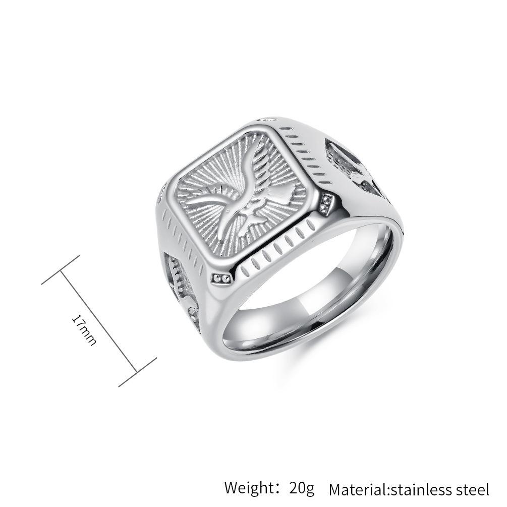 Eagle Signet Rings for Men, Stainless Steel Ring, Vintage Punk Jewelry