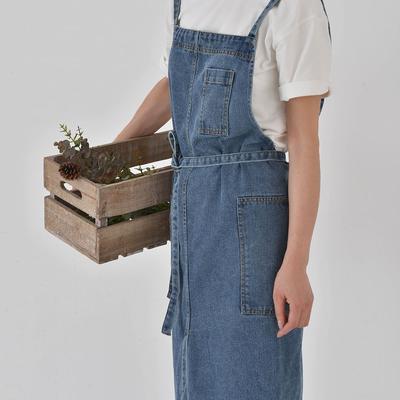 Cotton Canvas Thick Wash Denim Apron Stain Proof Household Pinafore Kitchen Work Uniform Bib Waist Florist’s Barista Offee House