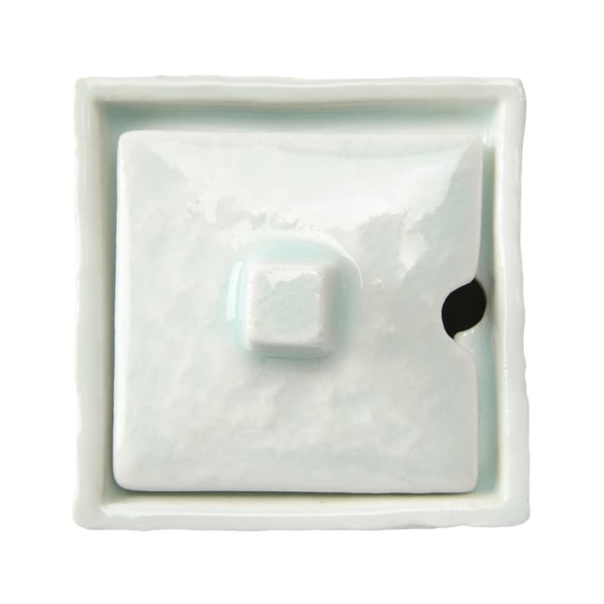 Blue and white porcelain square mustard container Condiment container dining [53×53×50mm] (for tables)