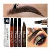 4-Tip Waterproof Microblading Eyebrow Pen, Natural Hair-Like Strokes, Smudge-Proof Long-Lasting Brow Makeup
