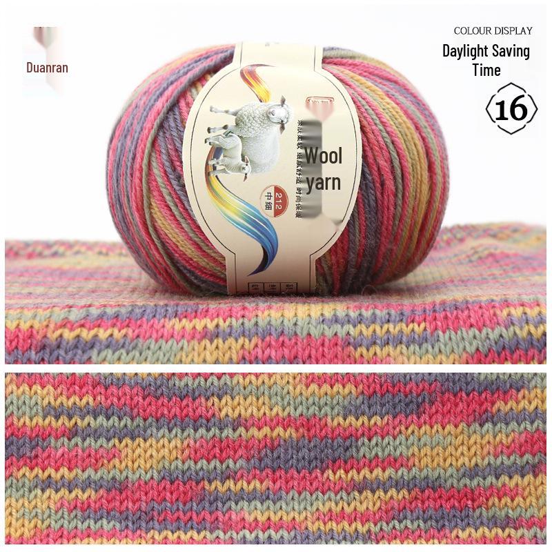 Rainbow Gradient Wool Yarn for Hand-Knitted Sweaters, Baby Hats, and Scarves