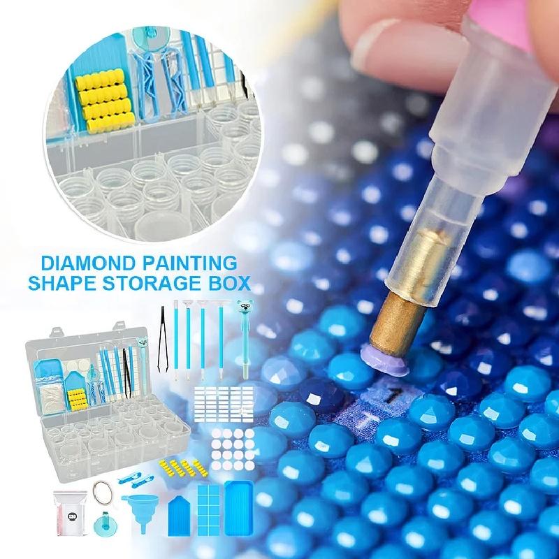 97Pcs Diamond Painting Tools Kit with 28-Bottle Storage Box, 5D Diamond Embroidery Accessories Set, Pens, Tweezers, Trays, DIY Diamond Art Supplies