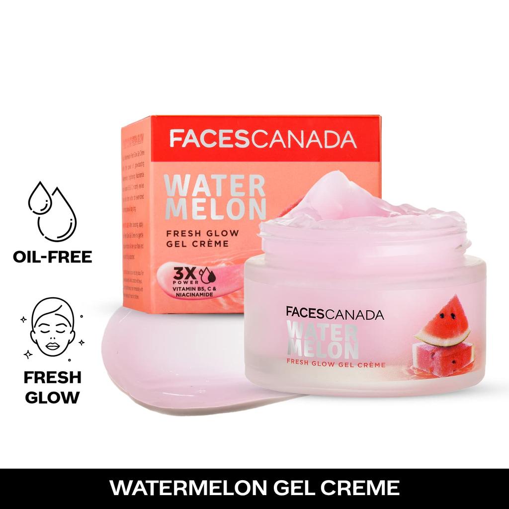 FACESCANADA Watermelon Fresh Glow Gel Creme, 50g | Niacinamide & Vitamin C & B5 | Youthful Glow | No Hyperpigmentation | Soft & Smooth Skin| Refr