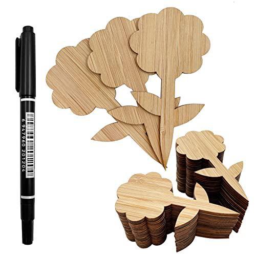 30Pcs /50Pcs Wood Plant Labels Garden Tags with A Marker Pen for Flowers Succulents Decorative Flowers Plant Sign Garden Markers