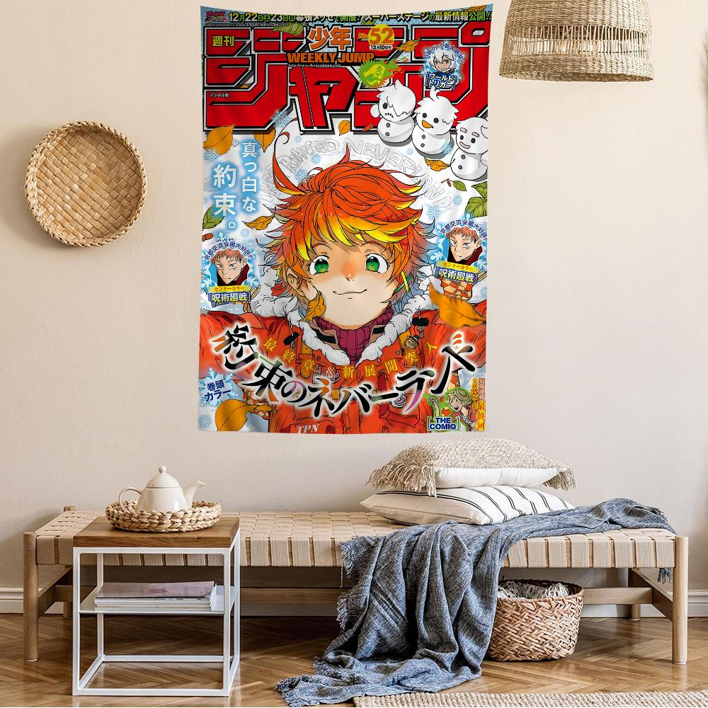 The Promised Neverland Manga Cover Wall Tapestry Emma Character Art Stylish Room Accent for Shonen Anime Manga Fans