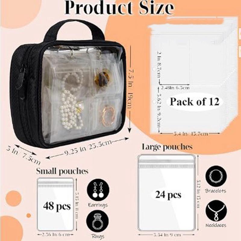 Clear PVC Jewelry Organizer Book - Big Capacity Earring Holder with Zipper, Travel Storage