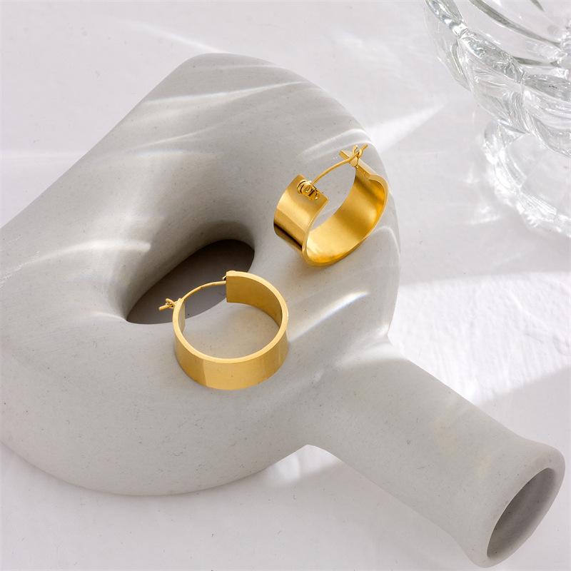 Gold Wide Band Hoop Earrings for Women