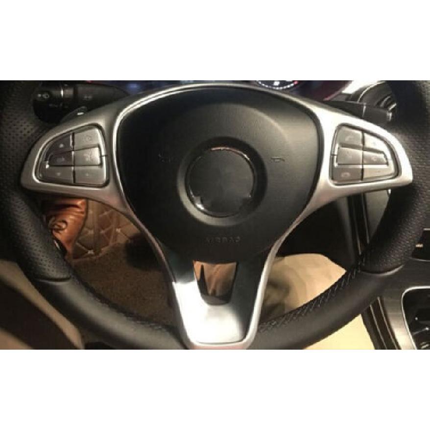 Cover Trim Fit For Benz GLS GLE 2016-2019 Steering Wheel Strip ABS Silver 1PCS