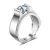 925 Sterling Silver Rings for Men Shining Crystal Adjustable Size Fashion Gifts Engagement Wedding High Quality Jewelry