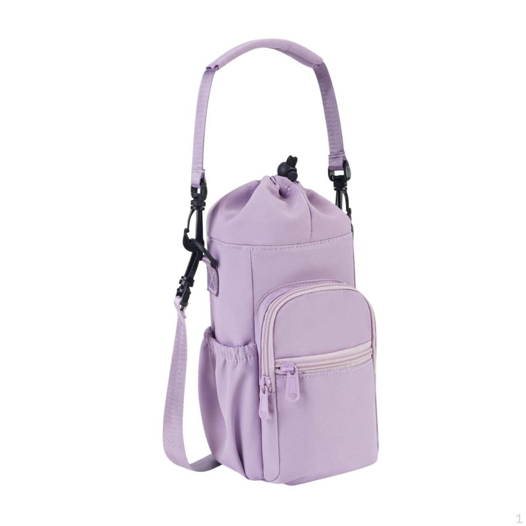 Water Bottle Carrier Adjustable Shoulder Strap for Men Women with Zipper Pocket Bag