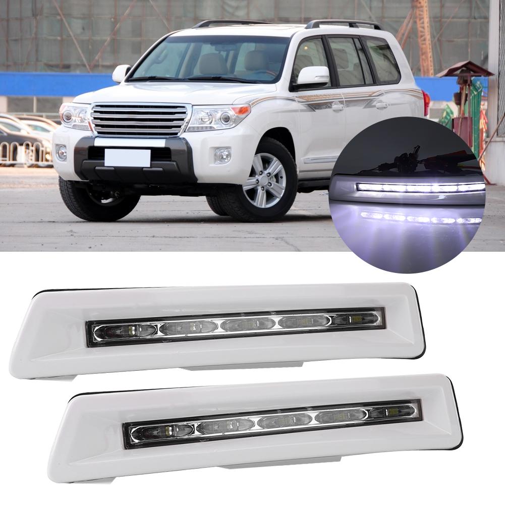 Pair of 12V LED DRL Daytime Running Lights Fit for Toyota Land Cruiser FJ200 2012-2013