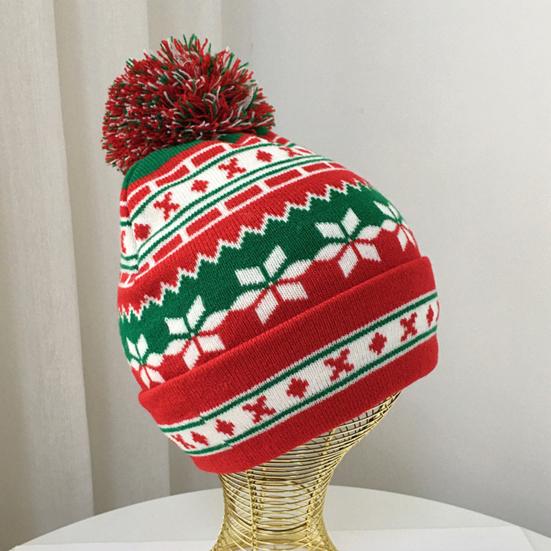 2Pcs/Set Winter Hat Scarf Set Knitting Technology Nordic Style Snowflake Pine Tree Pattern Fur