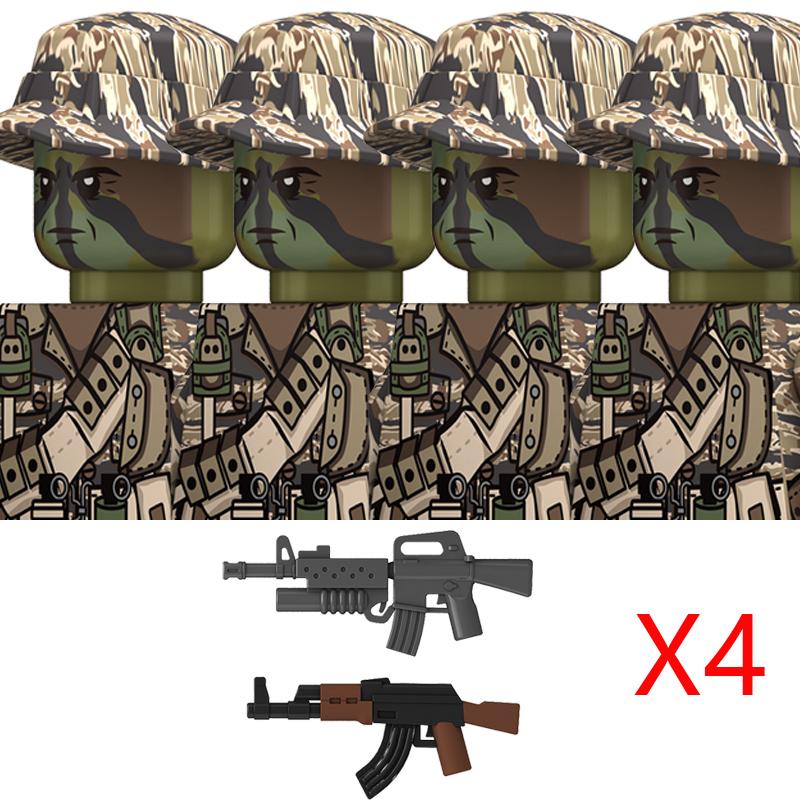 MOC WW2 The Vietnam War Military Soldeirs Constructing Blocks Vietnamese American Army Infantry Helmets Weapons Bricks Playthings Boys
