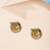 Atmospheric Simple Style, Metal Glossy Arc, Small C-shaped Semi-round Ball Temperament, Stud Earrings