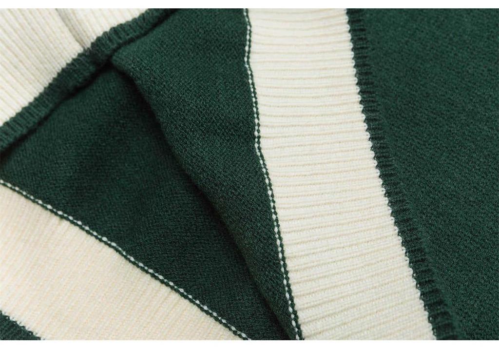 QIYOU 2025 Unisex Retro Patchwork Color Block Sweater - Autumn/Winter Casual Knitwear.