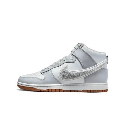 Dunk High Retro Chenille Swoosh White Grey