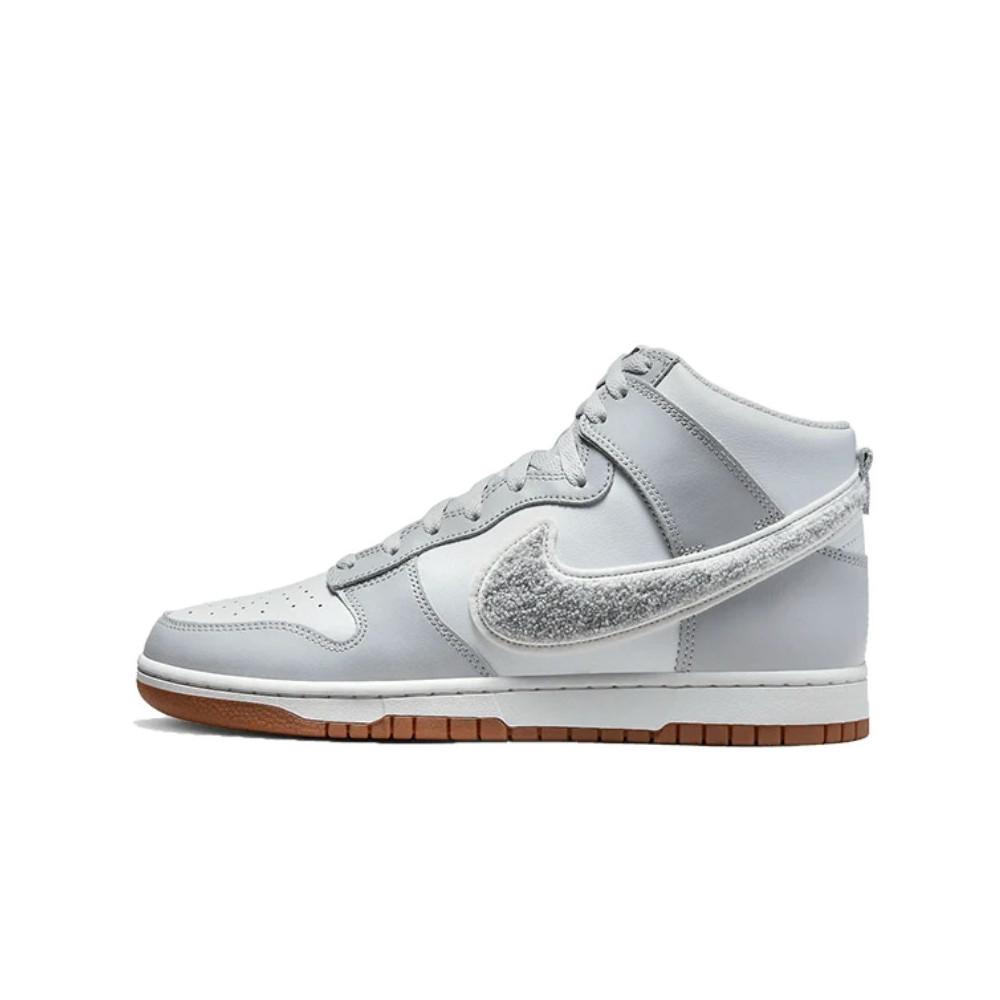 Nike Dunk High Retro Chenille Swoosh White Grey