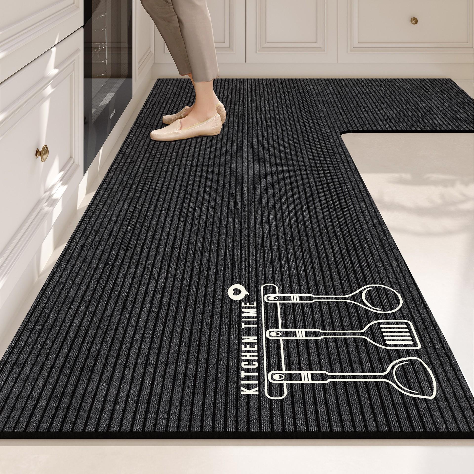 Premium Keukenvloermat L-vormig Vuilafstotend Antislipmat Diatomeeënaarde Makkelijk Schoon te Maken Voetmat Huishouden Sneldrogend Waterabsorberende Vloermat 80 * 120 * 45cm black