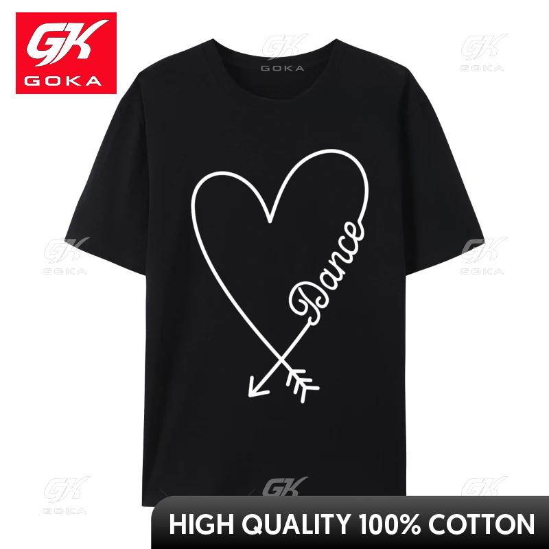 Dance Cute Heart Love Printed Unisex Tshirt Normal Cute Cotton Fabric Tees Street TShirt for Unisex Drop Shipping