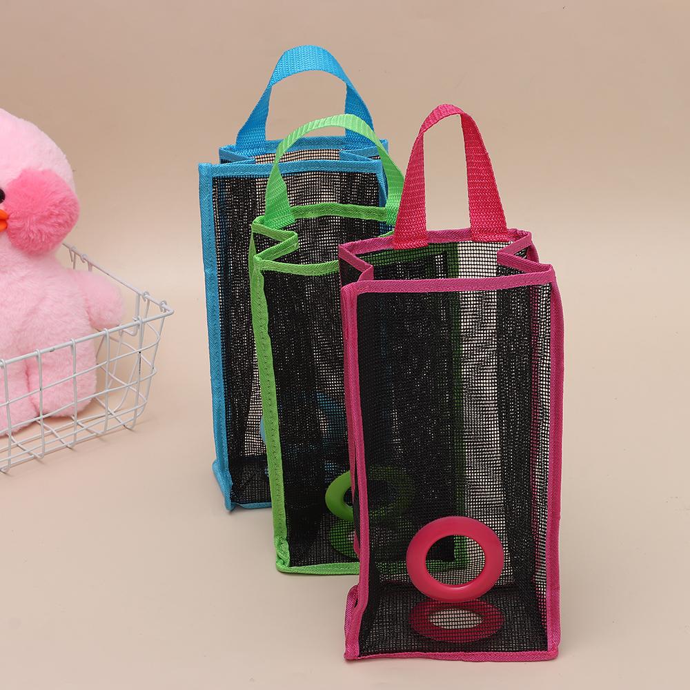 Kitchen Organizer Foldable Recycle Garbage Bag Storage Plastic Breathable Mesh Hanging Holder