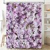 Purple Floral Shower Curtain Bathroom Decorative Waterproof Fabric Window Drapes Home Decoration for Kids Room White Lavender