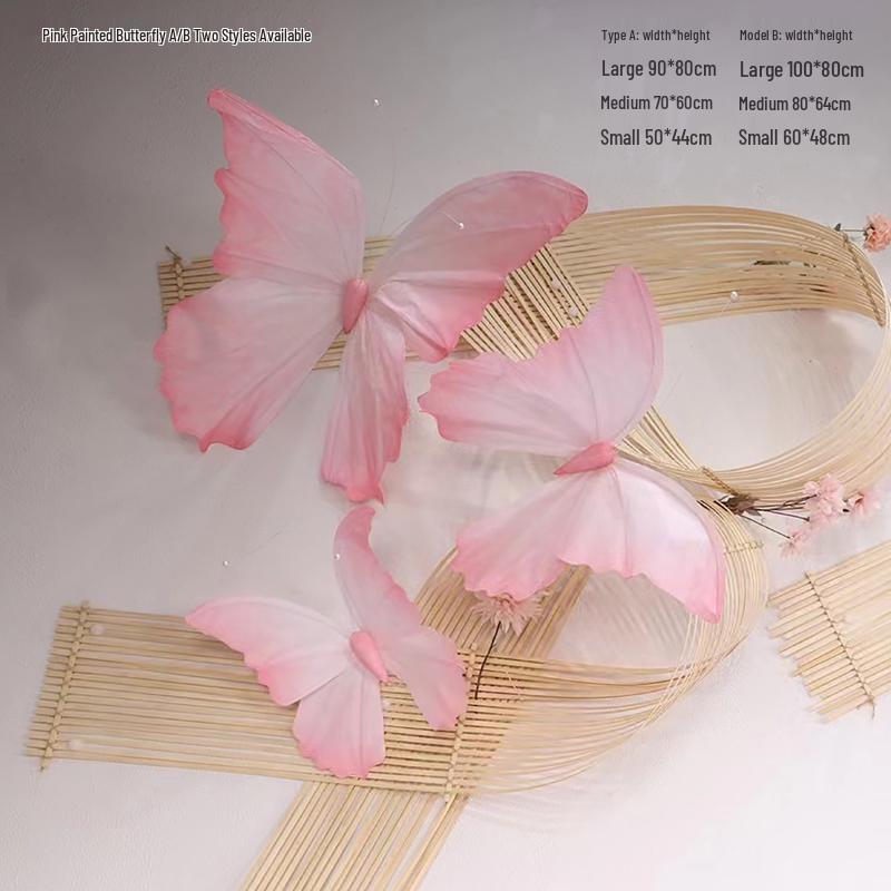 3D Painted Butterfly Wedding Backdrop with Scenery and Props for Photography and Décor