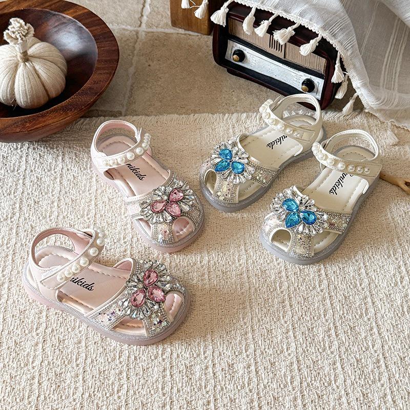 2026 Summer Crystal Princess Girls' Closed-Toe Sandals - Stylish & Beautiful